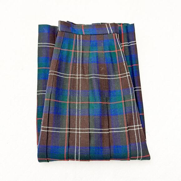 Deans of Scotland Green Wool Tartan Plaid Midi A-Line Patterend Skirt Size 10 - Picture 4 of 6